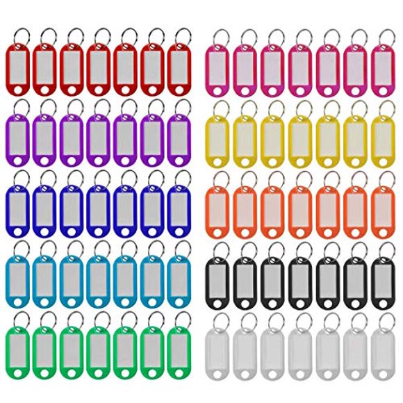 Plastic Key Tags 220 Pcs, 10 Colors Key Tags with Split Ring Label Window, Key ID Tags for Name Tag, Key Chain Tag, Luggage Tags