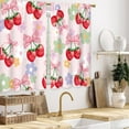 thumbnail image 4 of Pink Bow Strawberry Kitchen Curtains Girls Flower Y2K Bathroom Curtains Window Treatment Drapes Tier Fruit Preppy Cafe Small Bedroom Short French Door Curtains 2 Panels 27.5x36 Inch, 4 of 6