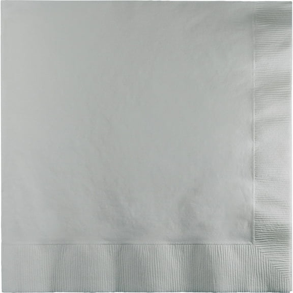 Party Central 2-Ply Disposable Luncheon Napkins - 6.5" - Shimmering Silver - Club Pack of 600