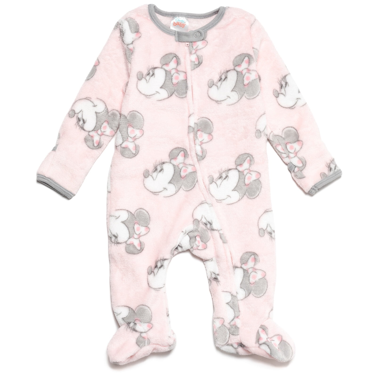 Disney Minnie Mouse Newborn Baby Girls Fleece 2 Pack Zip Up Coveralls Newborn