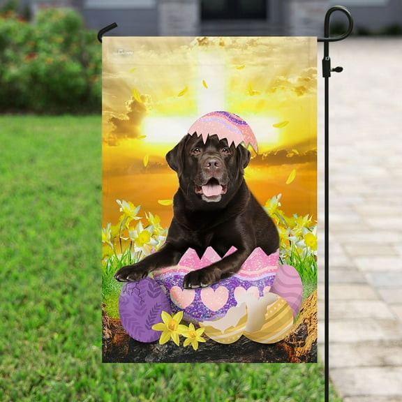 FLAGWIX Chocolate Labrador Retriever Is Ready For Easter Flag, Outdoor Easter Decoration - Garden Flag (11.5" x 17.5")