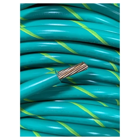 WIRE AND SUPPLY MTW 6 AWG GAUGE GREEN/YELLOW STRIPE STRANDED COPPER SGT PRIMARY POWER WIRE 25 FT