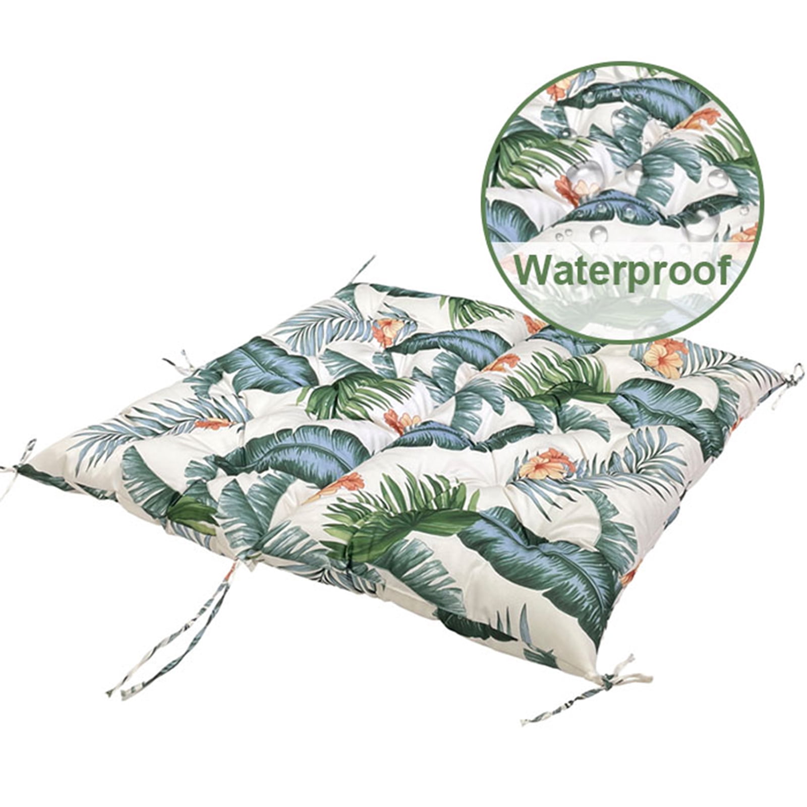 TOPCHANCES Bench Cushion Swing Chair Cushion Replacement Seat Pad 2-3 Seater Water Repellent Bench Cushion with Ties for Outdoor Garden Patio Furniture, Hawaii, 100cmx100cm