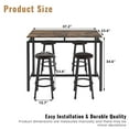 thumbnail image 4 of SYNGAR Dining Table Set for 4 People, 5 Piece Bar Table Set, Vintage Rectangular Counter Height Bar Table with 4 Chairs, Breakfast Bistro Set, Dining Stool Bar Chairs with Black Metal Legs, B1421, 4 of 9