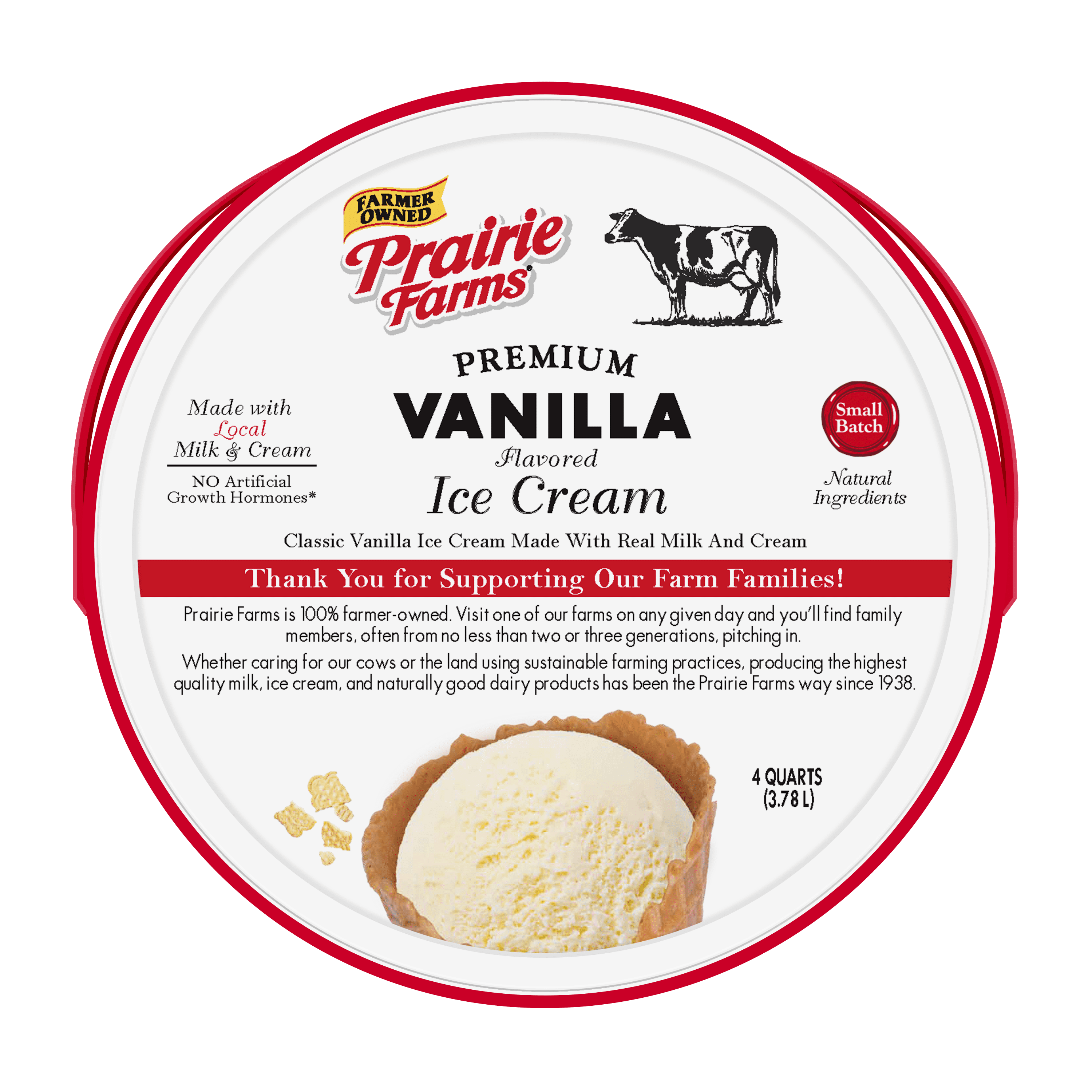 Prairie Farms Premium Vanilla Ice Cream 4 QT Pail