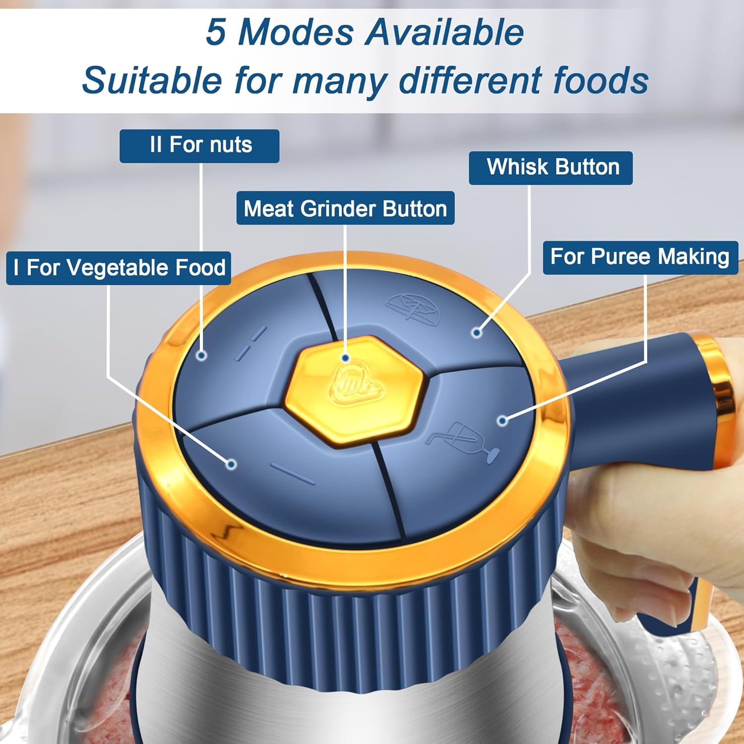 5L Electric Meat Grinder Multifunction Food Processor Chopper ( Blue )
