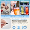 thumbnail image 2 of Conjunto de 8 Popotes de Acero Inoxidable, Pajitas Reutilizables con Bolsita de Tela y Cepillo para Limpiar, Popotes Reusables con Fundas de Silicona, Pajitas de Metal para Cócteles Jugos (Azul), 2 of 4