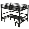 thumbnail image 5 of Bed Frame Queen over Queen size pull-out Metal Bunk Bed, lower bunk can be pulled out in three sections, top bunk equipped with safety rails, black.,Platform Bed Frame, 5 of 19