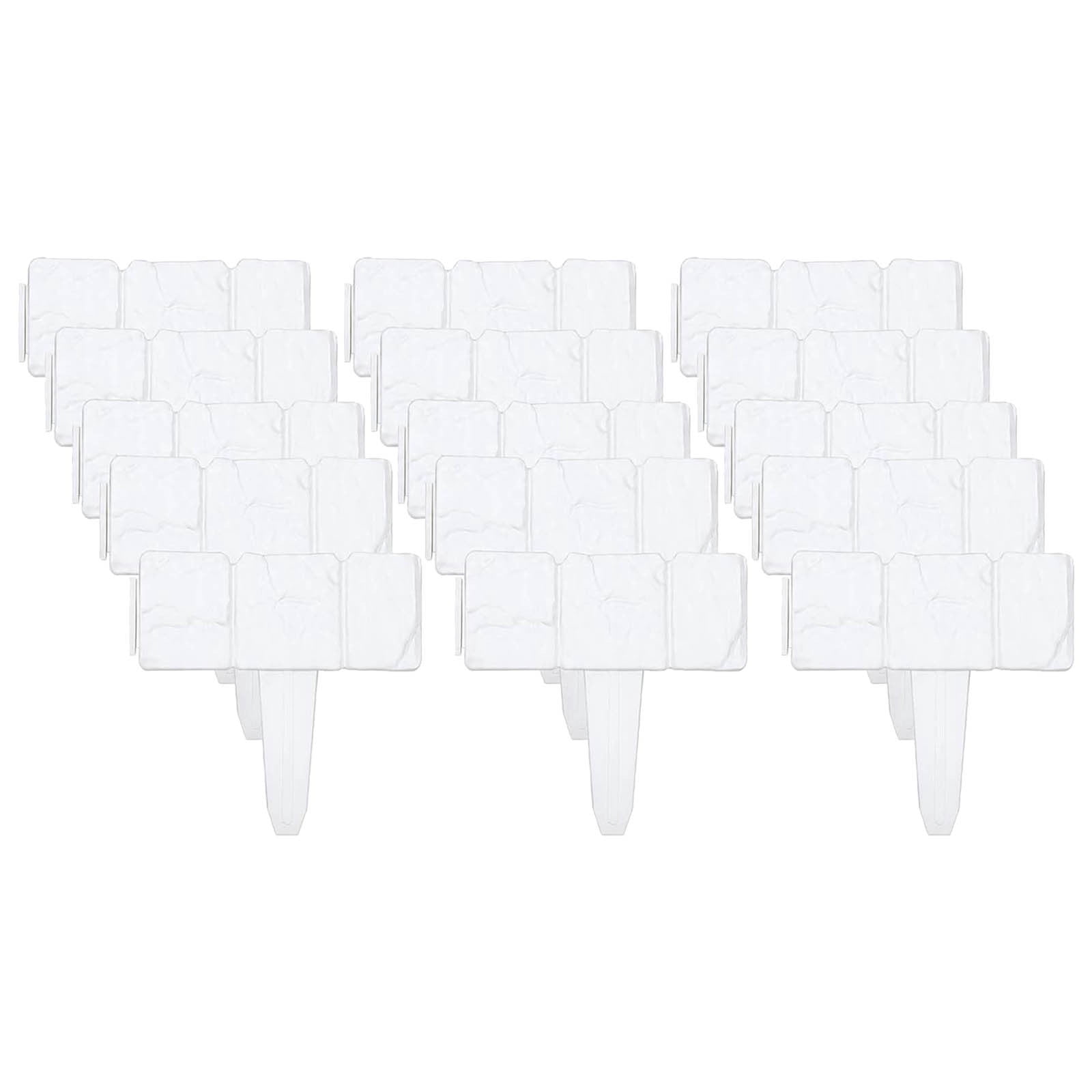 LOWLHOME Imitation Stone Garden Fence,Plastic Retaining Edging Border,Cobbled Effect Landscape Decor,Interlocking Decorative Panels Flower Bed Path Lawn(White,20pcs)