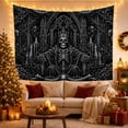 thumbnail image 3 of Crowned Skeleton Regent in Gothic Cathedral, Eerie Gothic Style for Dark Art Lovers, Macabre Wall Art, Halloween Gift, Tapestry Wall Hanging for Bedroom and Dorm, 3 of 6