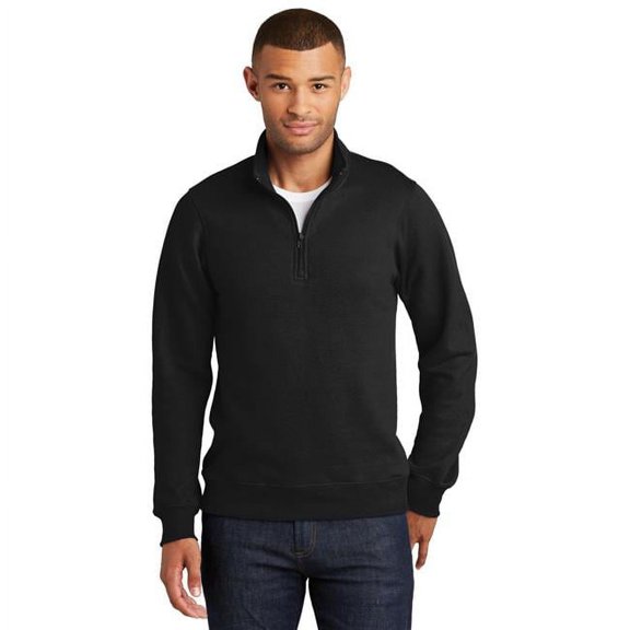 Port 1228602 Fan Favorite Fleece 1 by 4-Zip Pullover Sweatshirt, Jet Black - 3XL