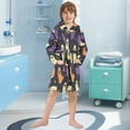 thumbnail image 5 of FORMRS Niños Bathrobe Unisex Hooded Robe Soft Plush Pajamas Sleepwear, Size 7-9T, Purple Halloween Ghosts, 5 of 7