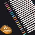 thumbnail image 1 of Metallic Pens, 20 Colors Metallic Marker Pens, Metallic Marker Pens For Diy Photo Album Guest Book Wedding Card Making Paper Wood Glass Plastic Gift Box Stone-Fine Tip (1mm), 1 of 6