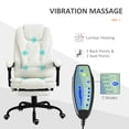 thumbnail image 4 of Ergonomic Massage Office Chair with Adjustable Lumbar Support and Recline, White, 4 of 15