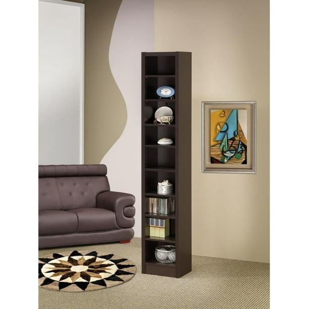 Cappuccino Tall Narrow Bookcase With Nine Shelves Walmart Com Walmart Com