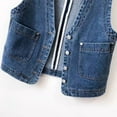 thumbnail image 6 of Women's Denim Vest 2025 Fashion Cropped Classic Sleeveless Button Down V Neck Jean Vest Jackets With Pockets, 6 of 6