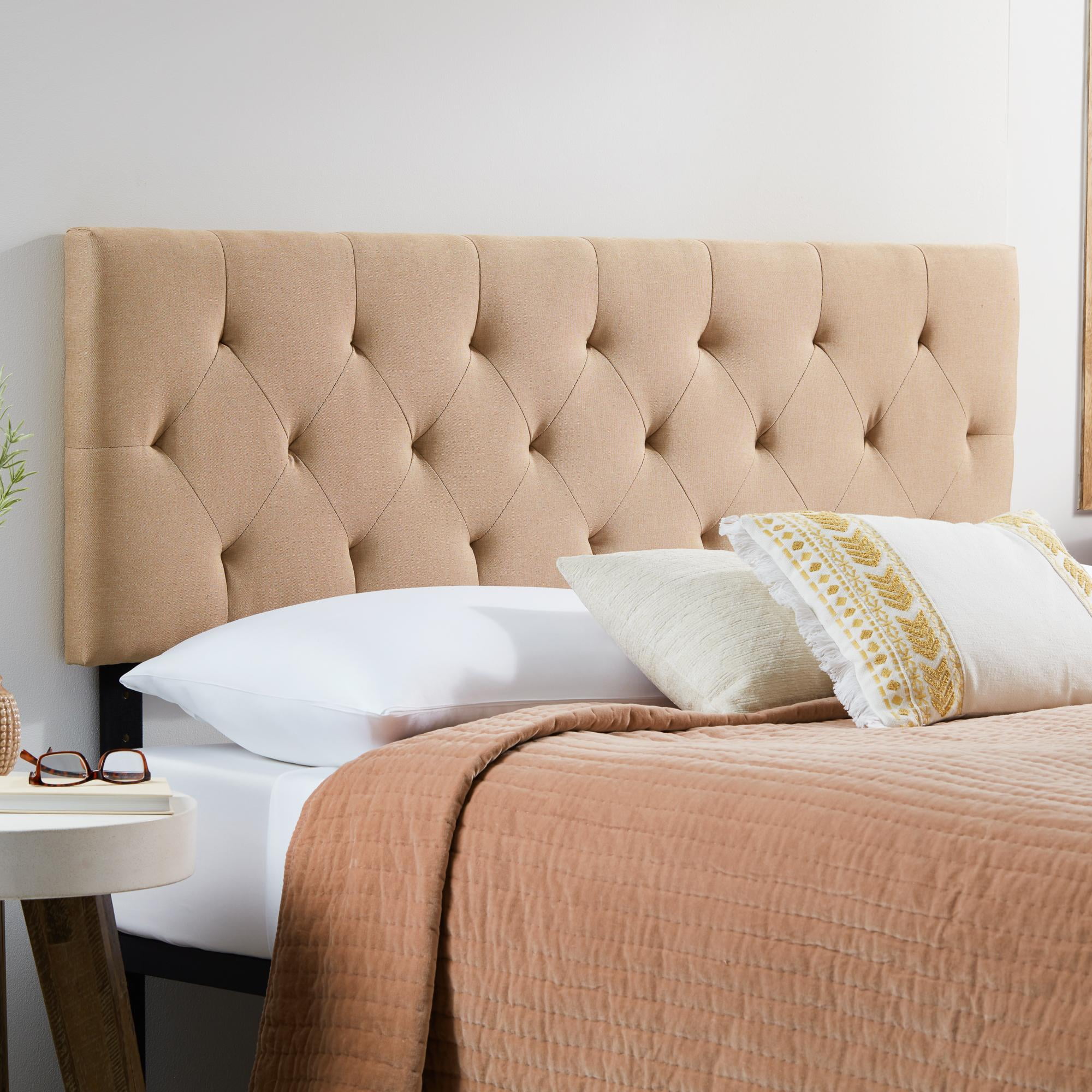 Rest Haven Upholstered Diamond Tufted Mid Rise Headboard, King/Cal King