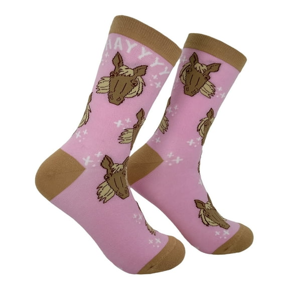 Hayyyy Socks Funny Sarcastic Horse Graphic Novelty Footwear for Ladies