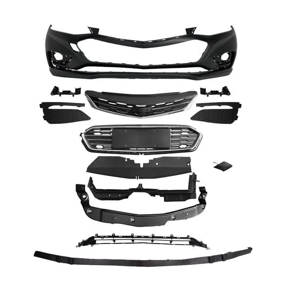 Fits 2016-2018 Chevy Cruze Front Bumper Cover Grille & Radiator & Deflector Kit