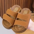 thumbnail image 2 of Dakaela 3-10 Years Toddler Kids Slides Sandals with Arch Support Boys Girls Infant Non Slip Cork Footbed Clogs with Hook and Loops Brown, 2 of 5