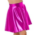 thumbnail image 3 of Alvivi Women's Glossy Metallic Flared Pleated A-Line Mini Skater Skirt Dance Wear Holographic Skirts Hot Pink L, 3 of 6