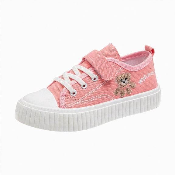 Godom Kids Tennis Shoes Girls Flat Thick Bottom Non Slip Lightweight Mesh Upper Breathable Soft Walking Shoe