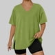 thumbnail image 5 of Mujeres Más Tamaño Manga Larga Tops con Cuello en V, Color Sólido Doblado Hendidura Suéter para el Uso Casual Diario en el Hogar, 5 of 6