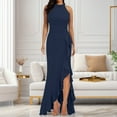 thumbnail image 2 of XDZJLR Robes pour Femmes Fendue Sans Manches Ajustée à Volants Longue Robe de Soirée, 2 of 6