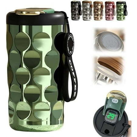 

SLGHLSAHG Smart Coffee Cup Limited Edition ’28 Crystal Stainless Steel Vacuum Insulated Travel Mug with Temperature Display Large Capacity Leak Proof Coffee Cups for Travel Office A8602