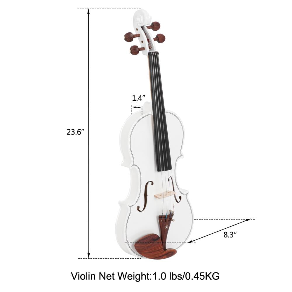 Glarry 4/4 Beginner Spruce Panel Soild Violin Kit with Case and More,White