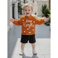 thumbnail image 4 of Baby Boy Girl Halloween Oversized Knit Sweater Letter Pumpkin Chunky Long Sleeve Pullover Sweater Shirts Warm Fall Winter Tops Clothes, 4 of 8