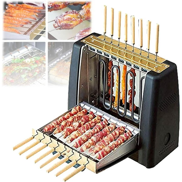 1200 W Electric Grill, Fully Automatic Skewer Grilling Machine, Can Grill 16 Skewers, Temperature 260℃, With Drain Pan and Brush, Ideal for Party