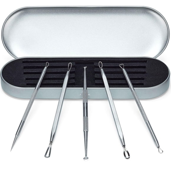 Ultimate Blackhead Removal Skincare Tools Set Vidal loops Uno cuchara 5 en 1 estuche de almacenamiento de metal