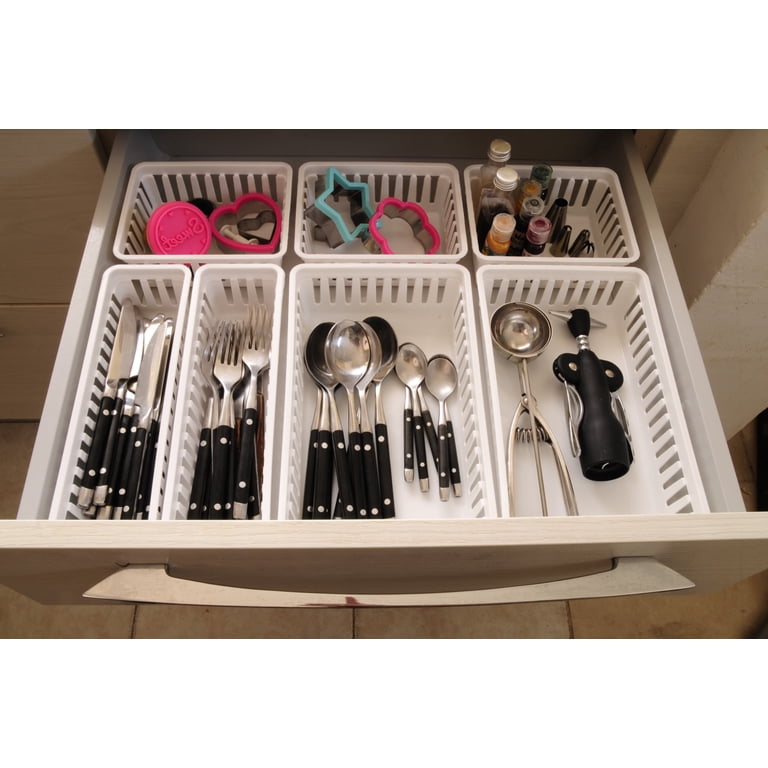Mainstays Square Plastic Storage Organizer Trays, White, 18-Pack photo 5