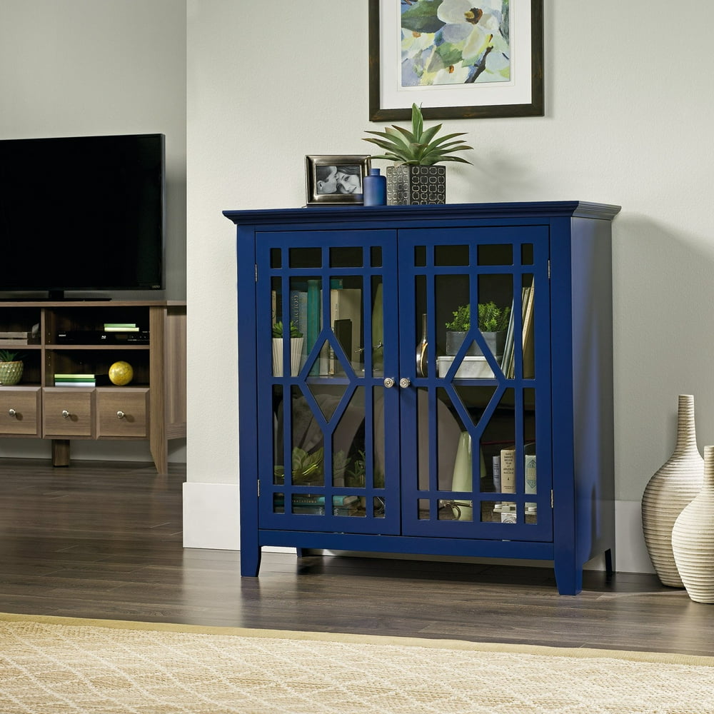 Sauder Shoal Creek 2Door Glass Front Wood Display Indigo