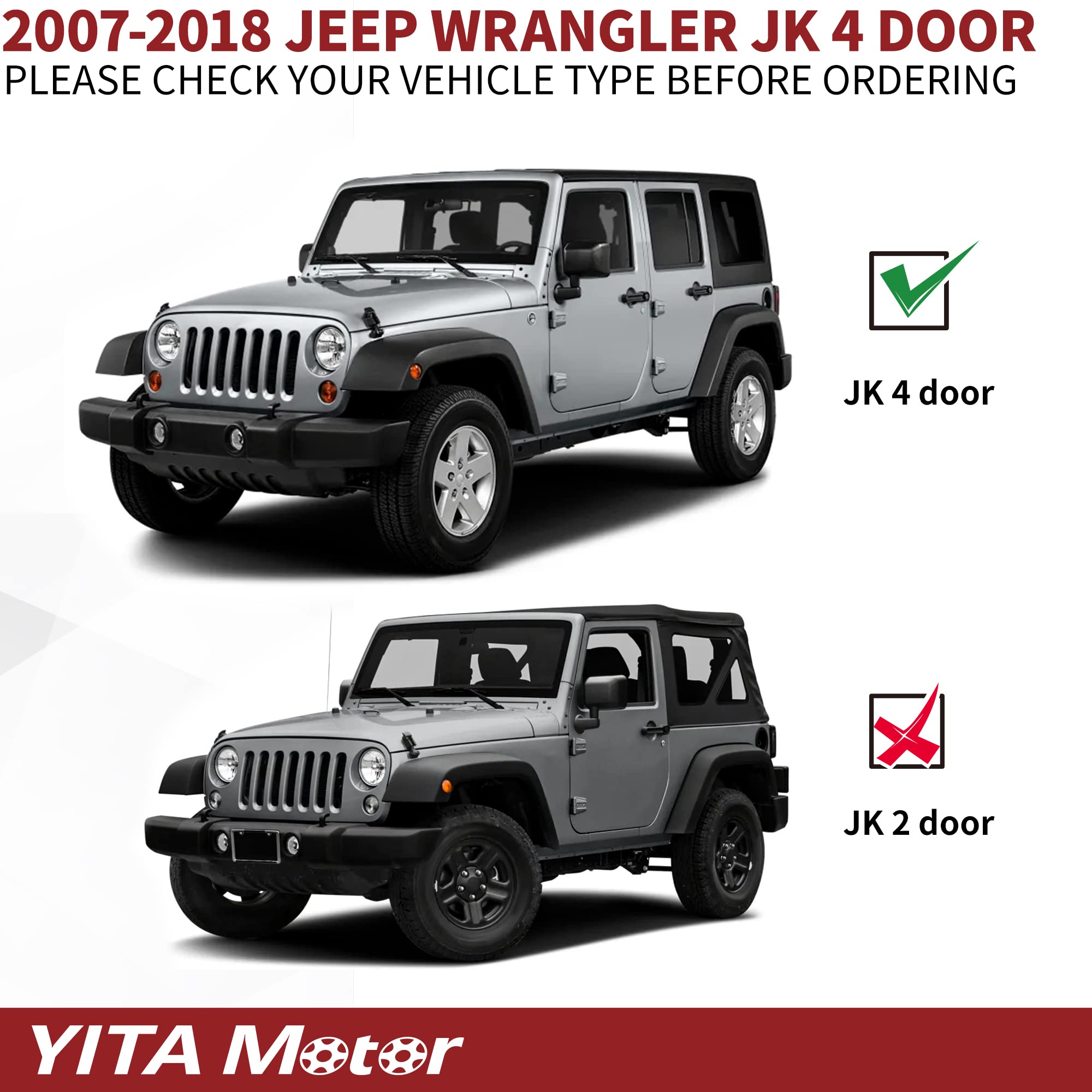 RVNI Running Board for 2007-2018 Jeep Wrangler JK Unlimited 4 Door 6" Side Step Bars