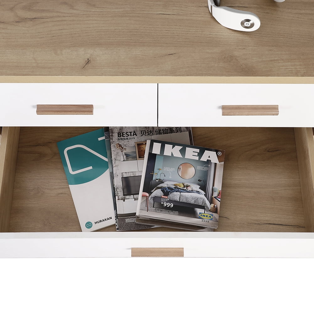 Kadyn 4+2 Drawers Cabinet, Modern Storage Cabinet with Solid Wood Feet, Drawer Dresser for Living Room, White Kadyn 4+2 Drawers Cabinet, Modern Storage Cabinet with Solid Wood Feet, Drawer Dresser for Living Room, White