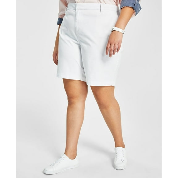 Tommy Hilfiger Plus Size Holly White Bermuda Shorts 18W
