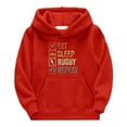 thumbnail image 2 of BXUIDJG Girls Sweatshirt Cute Relaxed Fit Tops Football Fans Sports Gift Teen Rugby Player Retro Letter Printed Loose With Pocket Sweatshirt Cute Trendy Pullover Red 5-6 T, 2 of 3