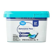 Great Value Premium Dishwasher Pacs, Fresh Scent, 87 Count