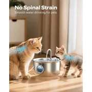 DFS Stainless Steel Pet Automatic Water Fountain, 108oz/3.2L Large Capacity and Ultra-Quiet Pet Drinking Dispenser Includes 2 Replacement Filters & Sponges for Cats & Dogs