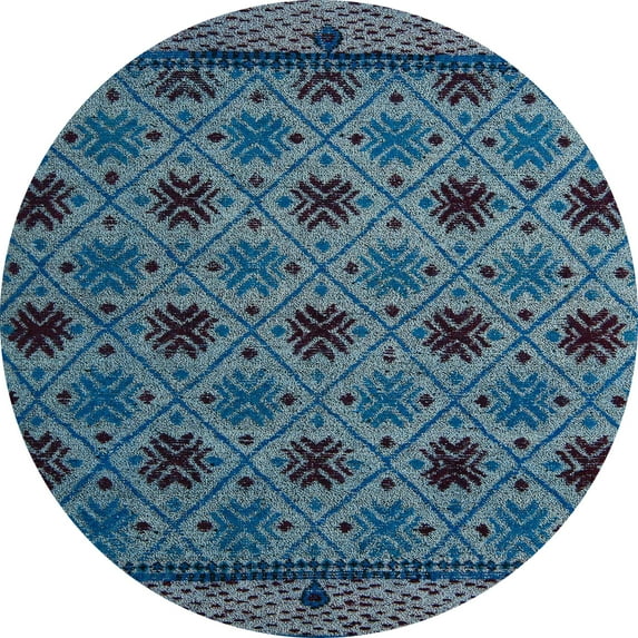 Ahgly Company Indoor Round Abstract Koi Blue Abstract Area Rugs, 5' Round