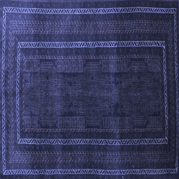 Ahgly Company Indoor Square Abstract Blue Contemporary Area Rugs, 6' Square