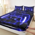 thumbnail image 4 of Feelyou Gaming Controller Kid Twin Sheet Sets, Futuristic Game Consloe Twin Fitted Sheet, Honeycomb Abstract Blue Flat Sheet, Microfiber Bedroom Decor, 3pcs, 4 of 8