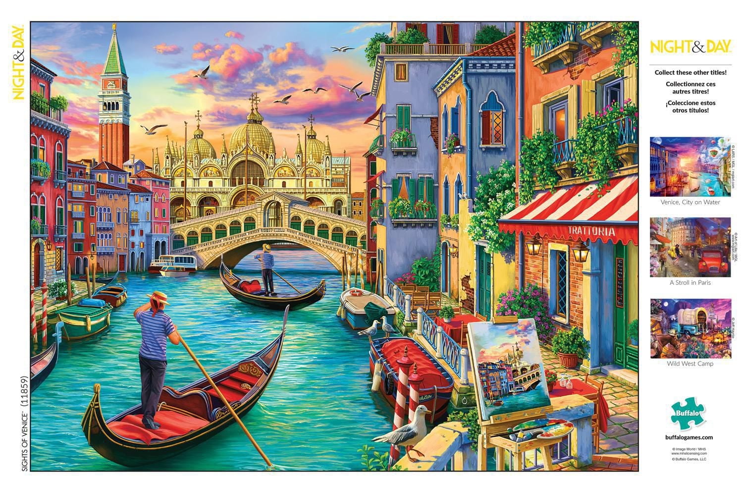 Buffalo Games Night & Day Sights of Venice 1000-Piece Interlocking Jigsaw Puzzle for Adults Ages 14+