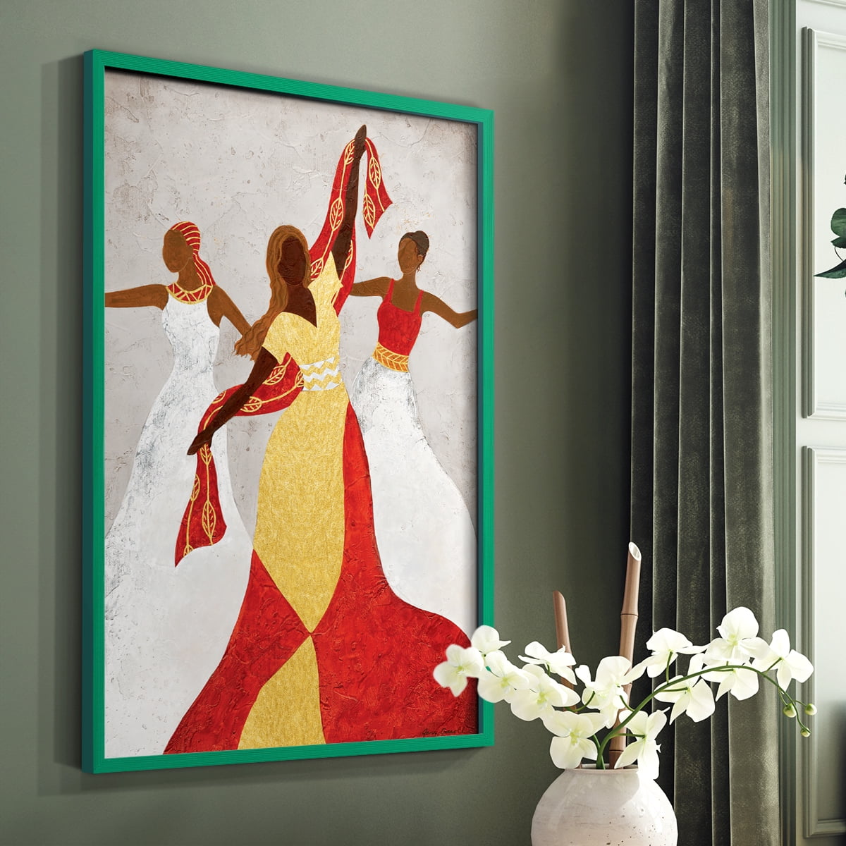 Golden Celebration in Green Solid Wood 8 x 10 Framed Print