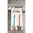 thumbnail image 3 of Ambesonne Popstar Party Quilted Bedspread Set 2 Pcs, Colorful Flowers Star, Twin Size, Multicolor, 3 of 3