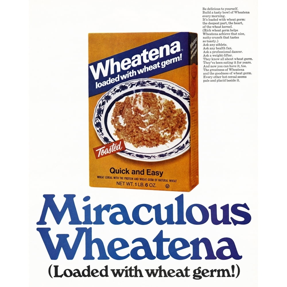 Ad Cereal 1968. Namerican Advertisement For Wheatena Cereal. Photograph