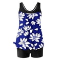 thumbnail image 2 of Cadancy Swimsuits for Women 2 Piece Tankini Tummy Control Blouson Tank Top with Boy Shorts Printed Bathing Suits Athletic Comfy Trendy Swimwear, 2 of 5