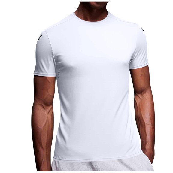 Enridrech Men's Short Sleeve Tee Top Quick Dry Hiking T Shirt Casual Summer Shirts Breathable Solid Color Tops